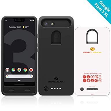 Google Pixel 3 XL Battery Charging Case, ZeroLemon Ultra Power 8500mAh Extended Rechargeable Battery with Soft TPU Case for Google Pixel 3 XL - Black