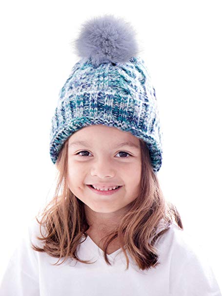 Simplicity Toddler Winter Hat Cable Knit Pom Pom Beanie Hat for Kids