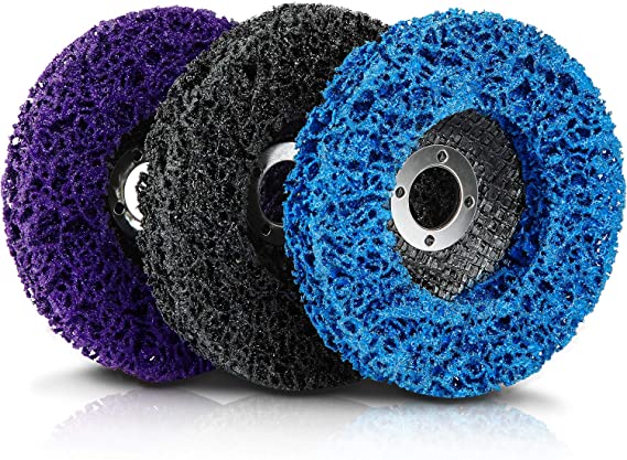 Paint Stripping Disc Wheel 3 Pieces Rust Stripper Strip Discs for 4 x 5/8 Inch Angle Grinder for Wood Metal Fiberglass Products Removing Paint Coating Rust (Blue, Black, Purple)