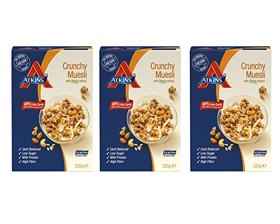 Atkins Crunchy, Low Carb, High Fibre Muesli Cereal, Multipack (3 x 325g)