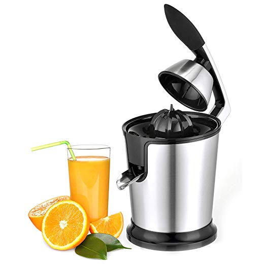 Stainless Steel Electric Juice Press - Citrus Juicer or Squeezer Masticating Machine with 160W Power, Handle and Cone for Orange, Lime, Pomegranate and Grapefruit and Lemon Fruit - NutriChef
