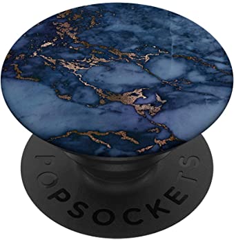 Elegant Dark Jewel Tone Navy & Copper Marble Pattern PopSockets PopGrip: Swappable Grip for Phones & Tablets