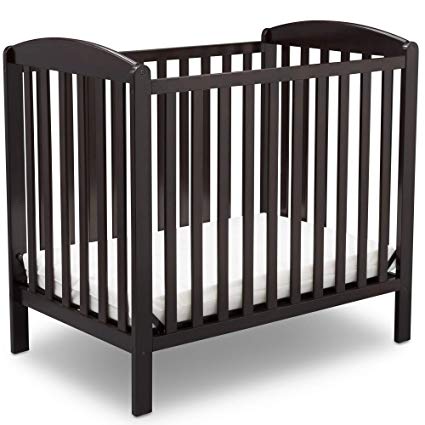 Delta Children Emery Mini Convertible Baby Crib with Mattress, Dark Chocolate