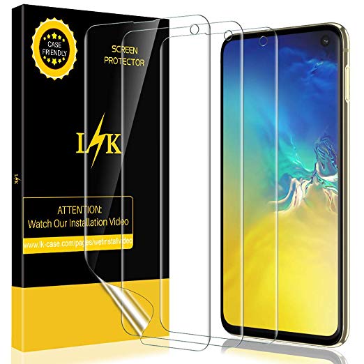 [3 Pack] L K Screen Protector for Samsung Galaxy S10e, [Max Coverage] HD Clear Flexible Film, Lifetime Replacement