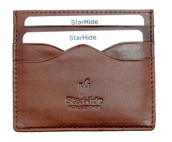 STARHIDE GENUINE VEG TAN LEATHER SLIM CREDIT CARD HOLDER / OYSTER CARD CASE NOTE WALLET #1215