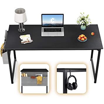 CubiCubi Computer Desk 40" Study Writing Table for Home Office, Modern Simple Style PC Desk, Black Metal Frame, Black