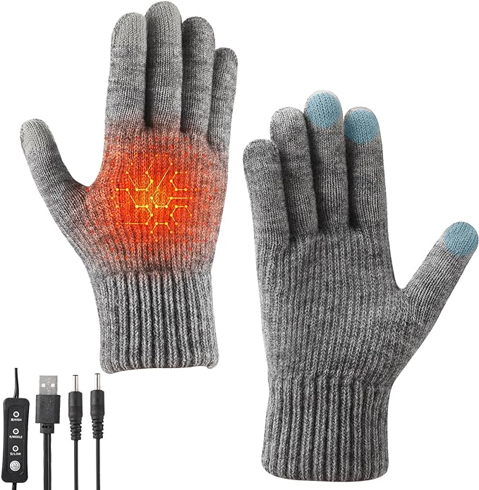 USB Heated Gloves, Warm Winter Heated Gloves with 3 Adjustable Temperature Electric Touchscreen Glove Hand Warmers Work Glove