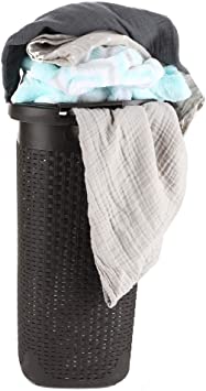 Mind Reader 60HAMP-BRN Basket, Laundry Cutout Handles, Washing Bin, Dirty Clothes Storage, Bathroom, Bedroom, Closet, Brown 60 Liter Hamper