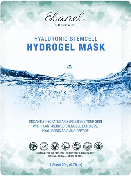 5 Stem Cell Hydro Gel Masks with Collagen Hyaluronic Acid Peptide and Stem Cell Extracts (5 Sheet, Stem Cell Hydro Gel Mask)