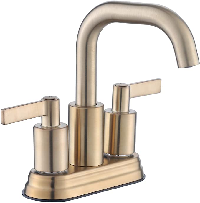 Derengge F-M4501-CS 4" Two Handle Bathroom Faucet with Push up Pop-up Drain, Meets cUPC NSF 61-9 AB1953 Lead Free, French Brushed Bronze Finished, Brushed Gold Finished