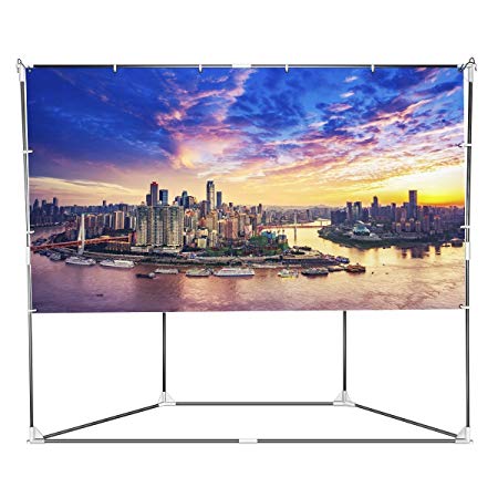 Abdtech 100 inch Outdoor Projector Screen with Stand Home Movie Theater Portable Projection Screen with Frame & Anchor and Travel Bag