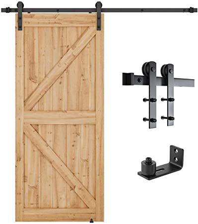 6.6 FT Heavy Duty Sturdy Sliding Barn Door Hardware Kit   Barn Door Bottom Adjustable Floor Guide Roller