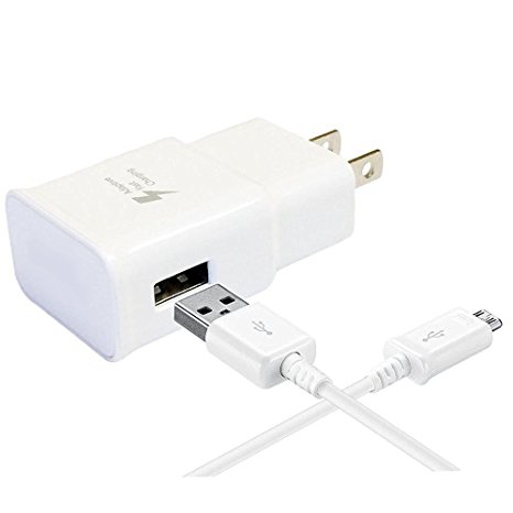 Adaptive Fast Charger for Samsung Galaxy S7/S7 Edge/S6/Edge/Edge / and LG G2 / G3 / G4 {IKHISHI Wall Charger   Cable} (White)