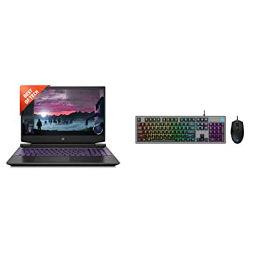 HP Pavilion Gaming Latest AMD Ryzen 5 5600H Processor 15.6"(39.6cm) FHD Gaming Laptop, 15-ec2150AX & KM300F Wired Gaming Keyboard & Mouse Combo, Membrane Backlit