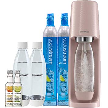 SodaStream Fizzi Sparkling Water Maker Bundle (Pink), with CO2, BPA free Bottles, and 0 Calorie Fruit Drops Flavors