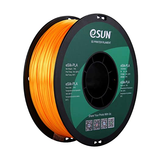 eSUN Silk PLA 3D Printer Filament, Dimensional Accuracy  /- 0.03 mm, 1 kg Spool, 1.75 mm, Dark Yellow