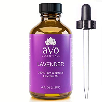 āVō Essentials Lavender 100% Pure Natural Premium Essential Oil for Anxiety and Stress Relief, 4 fl. oz. with Glass Dropper