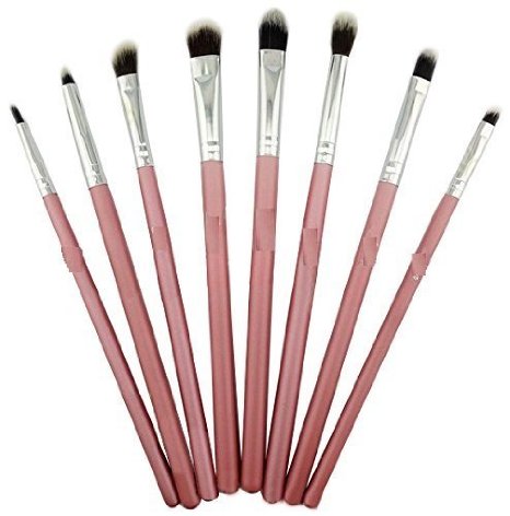 Kolight® 8pcs DIY Eye Brushes Set Eyeliner Eyeshadow Blending Pencil Brush Foundation Cosmetic Makeup-Pink Silver
