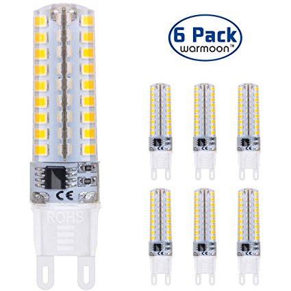 Warmoon G9 LED Light Bulbs, 5W Warm White, 3200K, 2835 SMD 72 LEDs 360 Degree Beam Angle LED Bulbs (Pack of 6)