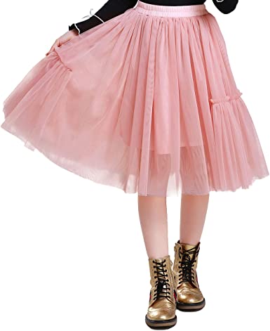 Happy Cherry Tutu Skirt for Girls Cute Knee Length Voile Skirt with Elastic Waistband 3-12Y