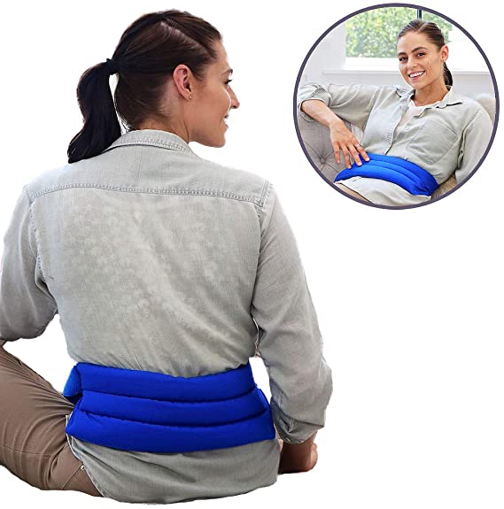 My Heating Pad Microwavable and Adjustable Heat Pack with Full Waist Wrap | Perfect for Back Pain Muscle Relief and Menstrual Cramps Relief | Compress Pad for Lumbar and Abdomen Hot/Cold Therapy Blue