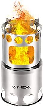 VINIDA Camping Stove Backpacking Stove Survival Stove - Portable Lightweight Wood Burning Stove with Nylon Carry Bag for Hiking Climbing Fishing Picnic BBQ