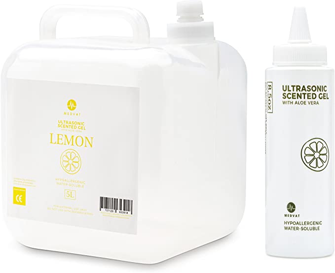 Medvat Clear Transmission Gel - Lemon Scented - 5 Liter Container - Includes 8-oz. Refillable Bottle