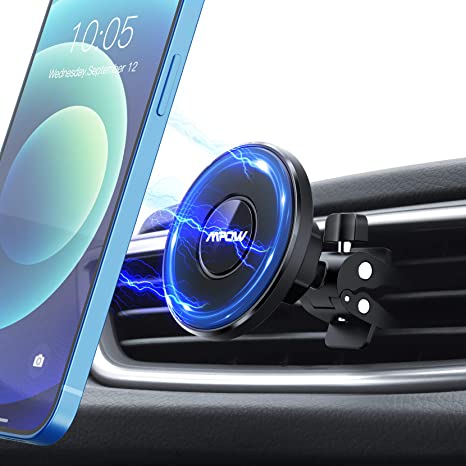 Mpow Car Phone Holder, Magnetic Phone Holder for Car for iPhone 12, [Upgraded Clip] Phone Car Mount with Powerful Magnets, Compatible with MagSafe Case and iPhone 12/12 Pro/12 Pro Max/12 mini