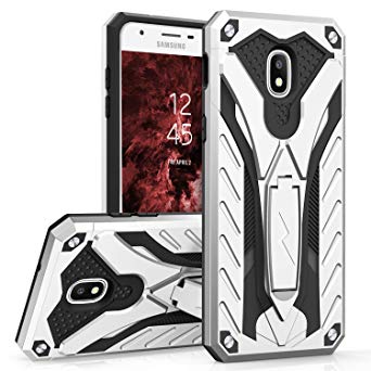 Zizo Static Series Compatible with Samsung Galaxy J7 2018 Case Military Grade Drop Tested with Built in Kickstand Galaxy J7 Refine J7 Star Silver