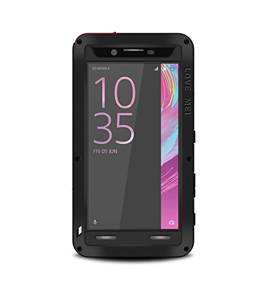Xperia X Performance Case,Love Mei Aluminum Metal[Outter]Super Anti Shake Silicone[Inner]Full Body Protection with Tempered Glass Screen Protector Case for Sony Xperia X Performance (Black)