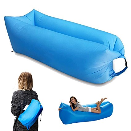Opard Inflatable Lounger Waterproof Portable Air Bag Lounger for Indoor Outdoor Camping Beach (Blue)