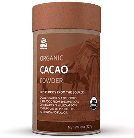 OMG! Superfoods Organic Cacao Powder - 100% Pure, USDA Certified Organic Cacao Powder – 8oz