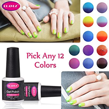 CLAVUZ Pick Any 12 Color Soak Off UV LED Gel Nail Polish Set Thermal Temperature Color Changing Nail Varnish Beauty Nail Art DIY Manicure Lacquer Gift Kit
