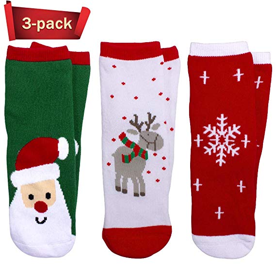 3 PCS Christmas Kids Socks Warm Winter Crew Socks Unisex Cotton Socks Xmas Gift