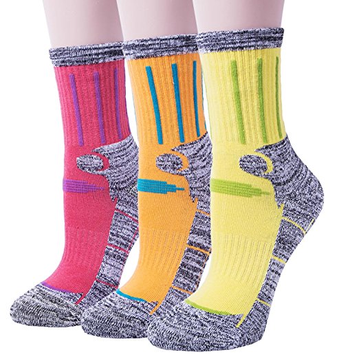 3 Pack Women's Antiskid Wicking Cotton Socks For Outdoors Camping Hiking Sports