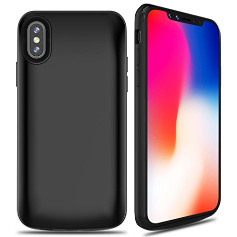 ALCLAP iPhone X Battery Case, 6000mAh Rechargeable Charger Case Portable Charging Case for iPhone X /10 (5.8 inch) Extended Battery Juice Pack/Lightning Cable Input Mode with Sync Through Technology