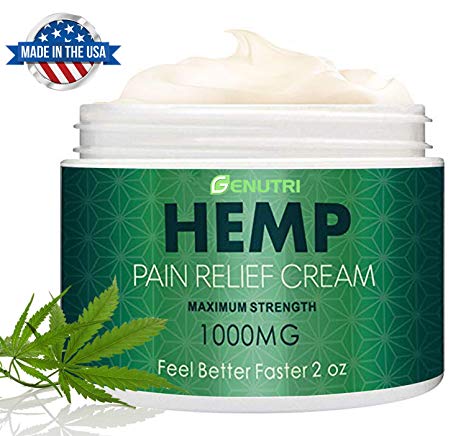 NUTRILUSH  Hemp Pain Relief Cream- 1000mg- Relieve Sprains, Muscle, Back, Joint and Arthritis Pain- High Vitamins and Nutrients- Effective Hemp Cream for Pain and Inflammation