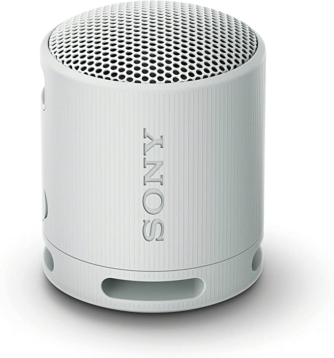 Sony SRS-XB100 Wireless Bluetooth Portable Lightweight Super-Compact Travel Speaker, Extra-Durable IP67 Waterproof & Dustproof, 16 Hour Battery, Versatile Strap, and Hands-free Calling, Light Gray NEW