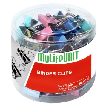 MyLifeUNIT Colorful Metal Binder Clips 15mm Notes Letter Paper Clip Office Supplies, 60PCS