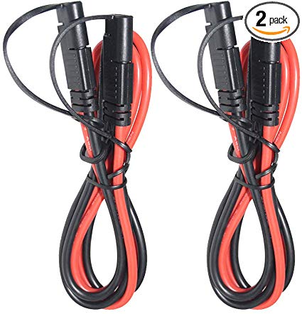 [ 2Pack] SPARKING 3FT 10AWG SAE to SAE Extension Cable 2Pin Bullet Quick Connect Heavy Duty Wire Harness with Waterproof Cap