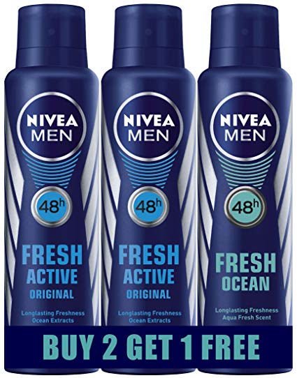 Nivea Fresh Active Deodrant, 150ml (Buy 2 Get 1 Free)