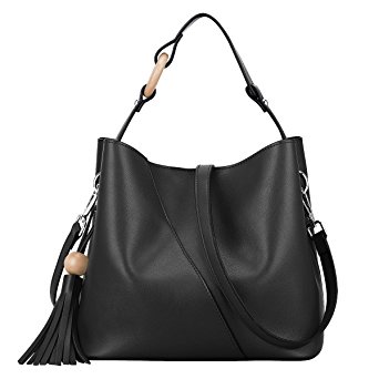 S-ZONE Women's Small Genuine Leather Top-handle Bag Urban Style Shoulder Bag Tassel Ladies Clutch Purse