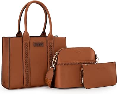 Wrangler Designer Tote Bag for Women Medium Crossbody Purse Cute Wallet 3Pcs Handbags Set Gift