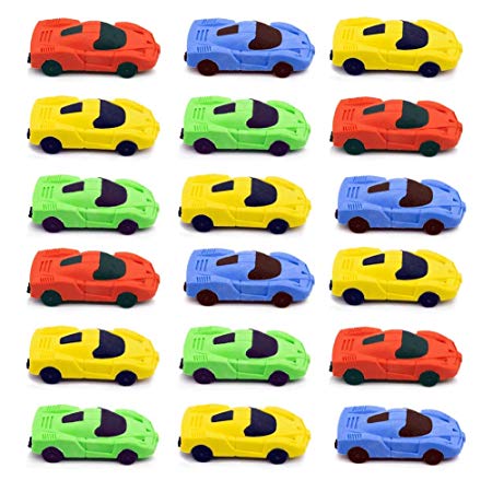 Car Eraser, Pencil Eraser Pocket Toy Party Favors Kids School Office Stationary, Random Color, 24 PCS