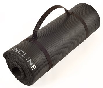 Incline Fitness Extra Thick and Long Comfort Foam Yoga/Exercise Mat with Carrying Strap, Onyx