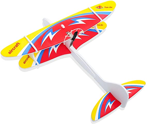 HongKit Outside Toys for kids ages 4-8,Two Wings Foam Airplanes for 6 year old girl gifts Flying Toys for 6 year old girls Birthday Gifts for 4-12 year old boys Airplane Toys Yellow with LED