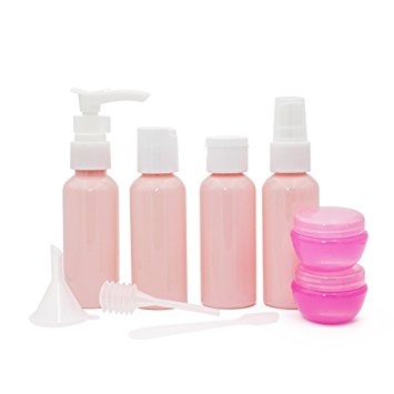 Gospire Pink Travel Bottles Spray Bottles Pump Bottles for Makeup Cosmetic Toiletries Liquid Containers LeakProof Portable Small Bottles Set