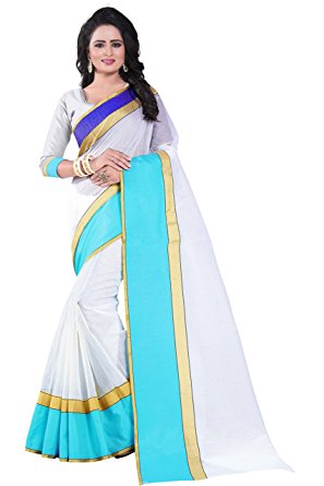 J B Fashion Women's Multi Colour Manipuram Cotton Silk Saree With Blouse Material