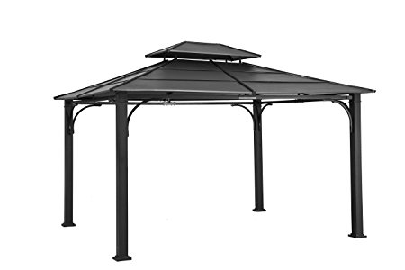 Sunjoy 10' x 12' Galvanized Steel Hardtop Gazebo - Black Top