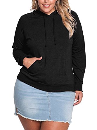 LouKeith Plus Size Hoodies For Women Crewneck Sweatshirt Long Sleeve With Pocket Pullover Hooded Sweatshirt Jumper